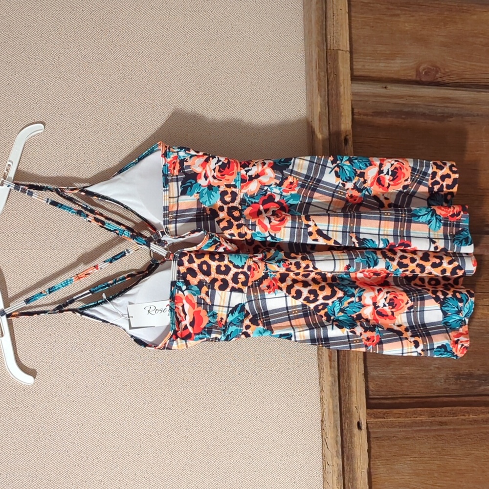 Floral and Leopard Print Swimming Suit - Picture 4 of 8